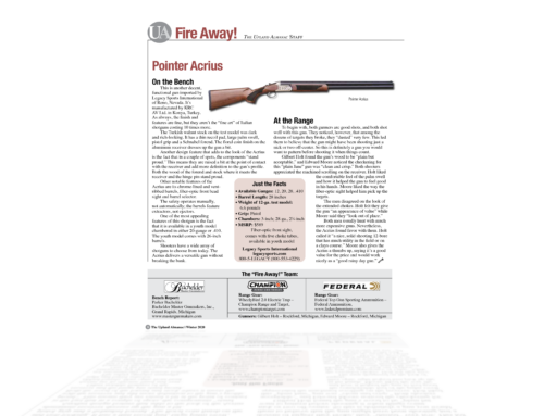 The Pointer Acrius reviewed in the Upland Almanac